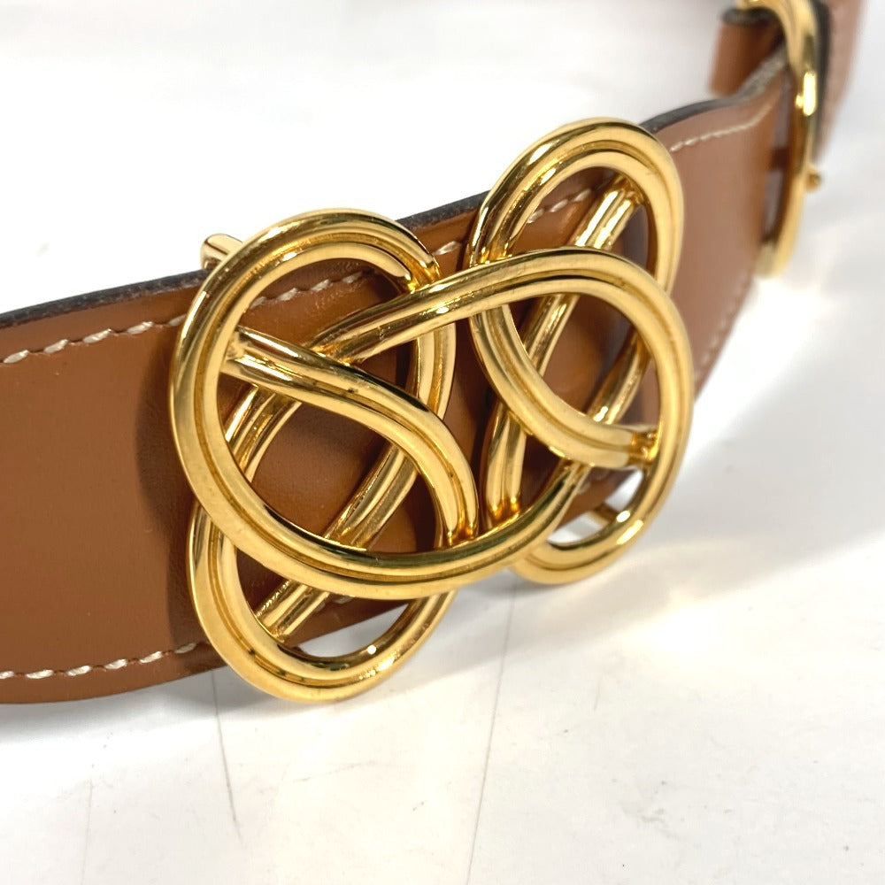 HERMES belt leather Brown vintage buckle Women 70 Used Authentic