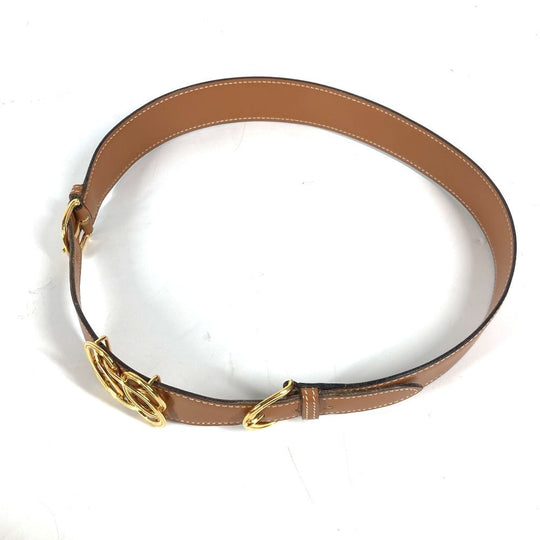 HERMES belt leather Brown vintage buckle Women 70 Used Authentic