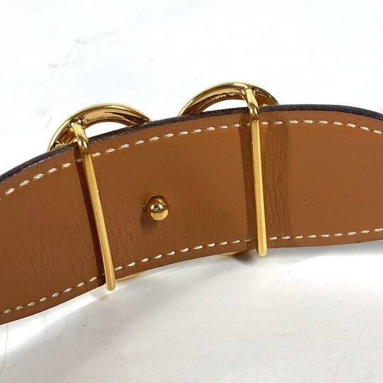 HERMES belt leather Brown vintage buckle Women 70 Used Authentic
