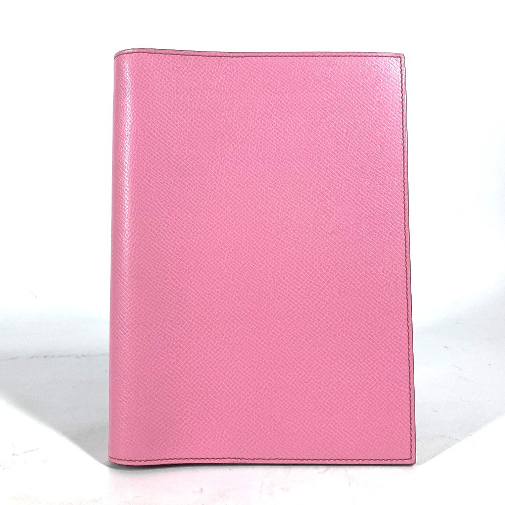 HERMES Notebook cover Epsom pink Agenda Globetrotter Women Used Authentic