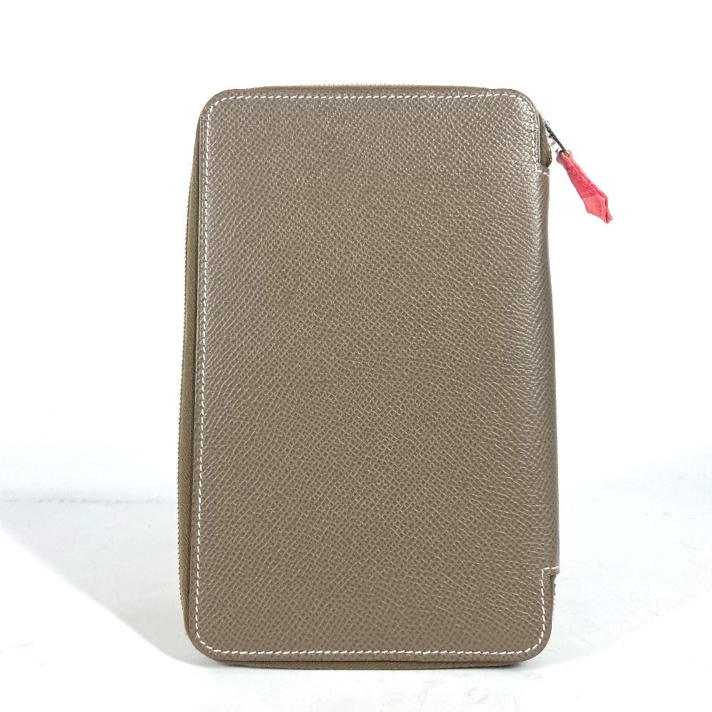 HERMES Notebook cover Epsom gray Zip Around Agenda Silky Daily GM Women(Unisex) Used Authentic