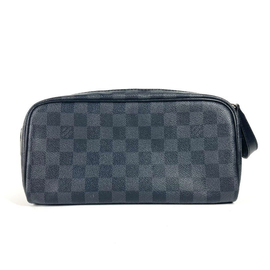LOUIS VUITTON business bag N40127 Damier Grafitto Canvas black Damier Graphite Dop kit mens Used Authentic