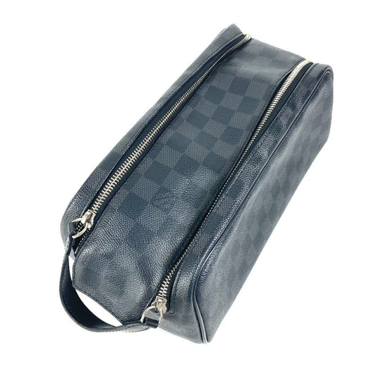 LOUIS VUITTON business bag N40127 Damier Grafitto Canvas black Damier Graphite Dop kit mens Used Authentic