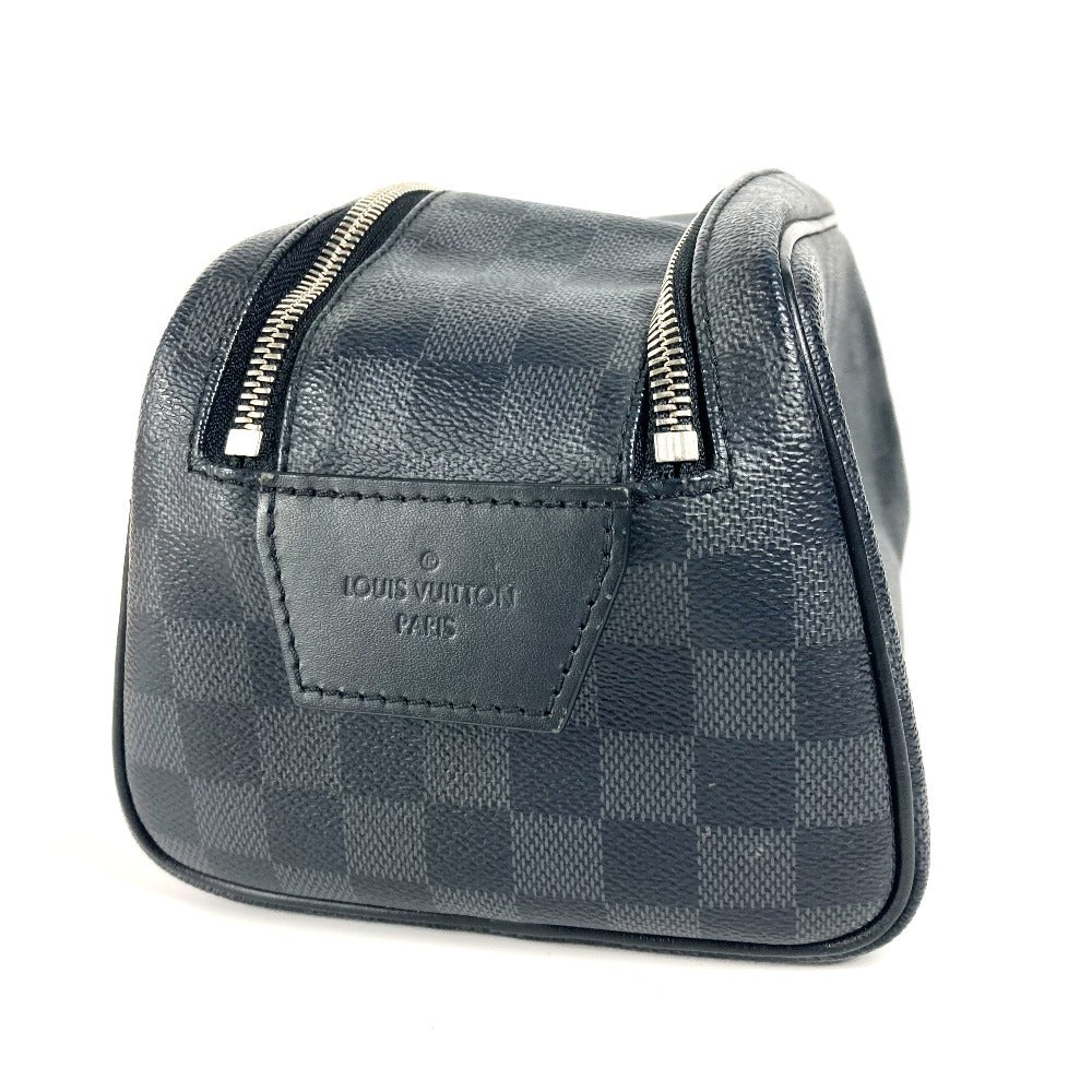LOUIS VUITTON business bag N40127 Damier Grafitto Canvas black Damier Graphite Dop kit mens Used Authentic