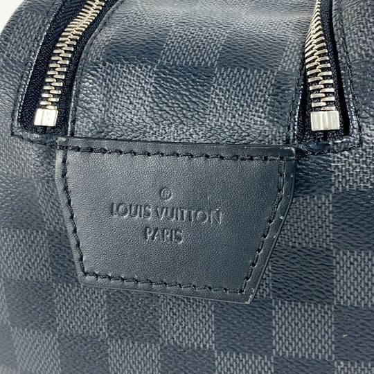 LOUIS VUITTON business bag N40127 Damier Grafitto Canvas black Damier Graphite Dop kit mens Used Authentic