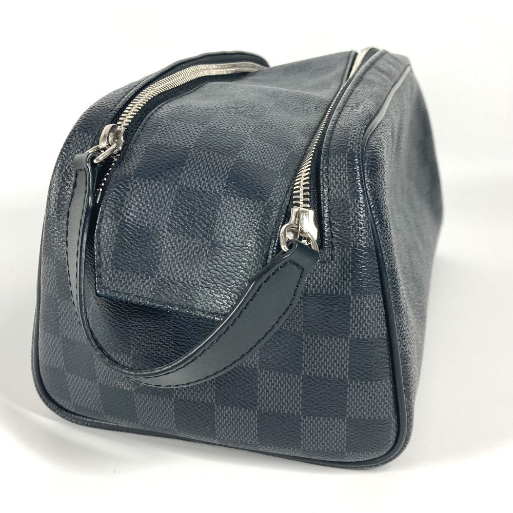 LOUIS VUITTON business bag N40127 Damier Grafitto Canvas black Damier Graphite Dop kit mens Used Authentic