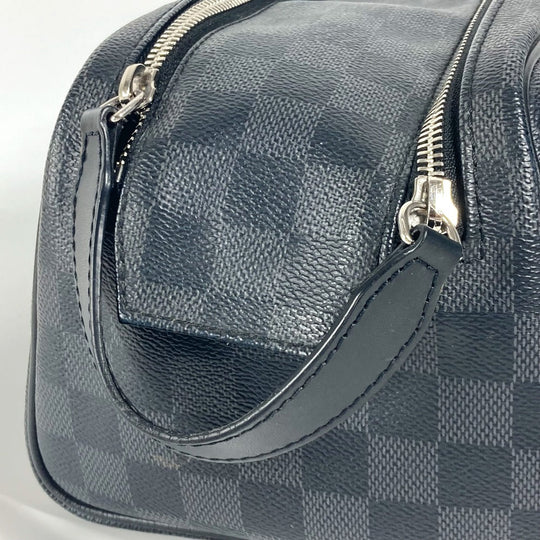 LOUIS VUITTON business bag N40127 Damier Grafitto Canvas black Damier Graphite Dop kit mens Used Authentic