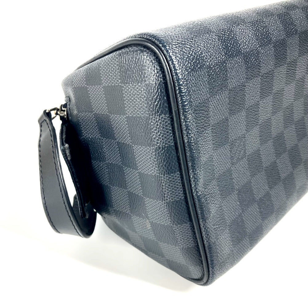 LOUIS VUITTON business bag N40127 Damier Grafitto Canvas black Damier Graphite Dop kit mens Used Authentic