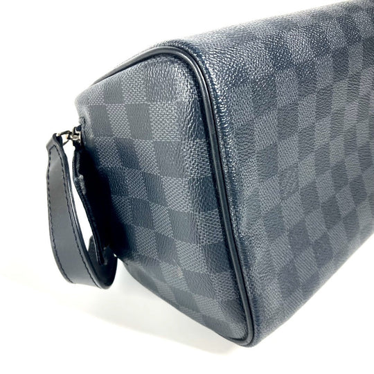 LOUIS VUITTON business bag N40127 Damier Grafitto Canvas black Damier Graphite Dop kit mens Used Authentic