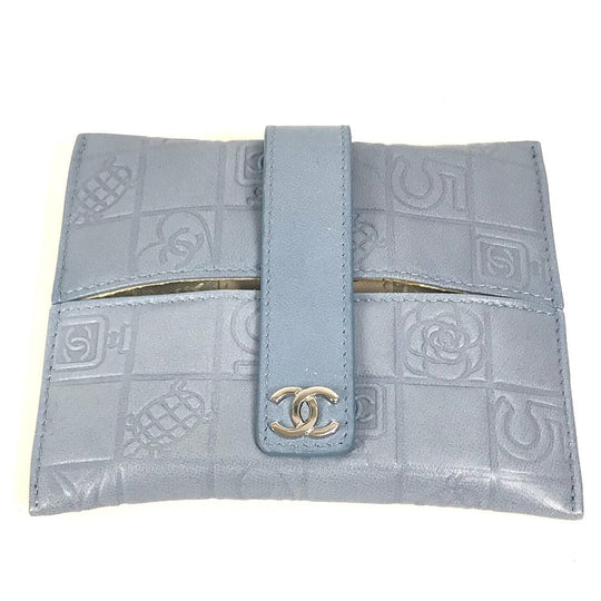 CHANEL Pouch leather blue CC Camellia Icon Pocket Tissue Cover