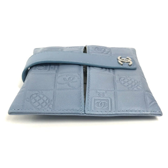 CHANEL Pouch leather blue CC Camellia Icon Pocket Tissue Cover