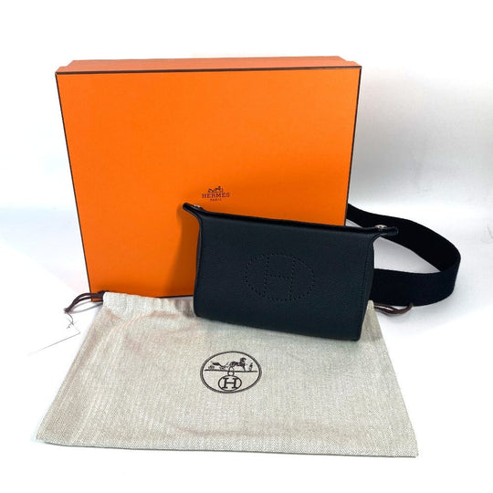 HERMES Shoulder Bag Togo black H logo punching Vidoposch