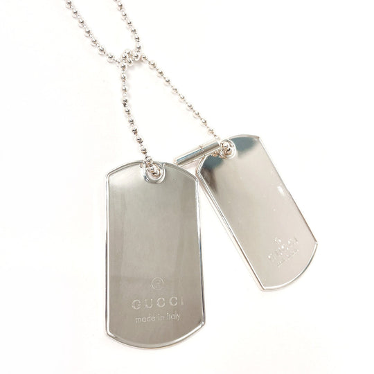 GUCCI Necklace Silver925 Silver Ball chain dog tag double plate