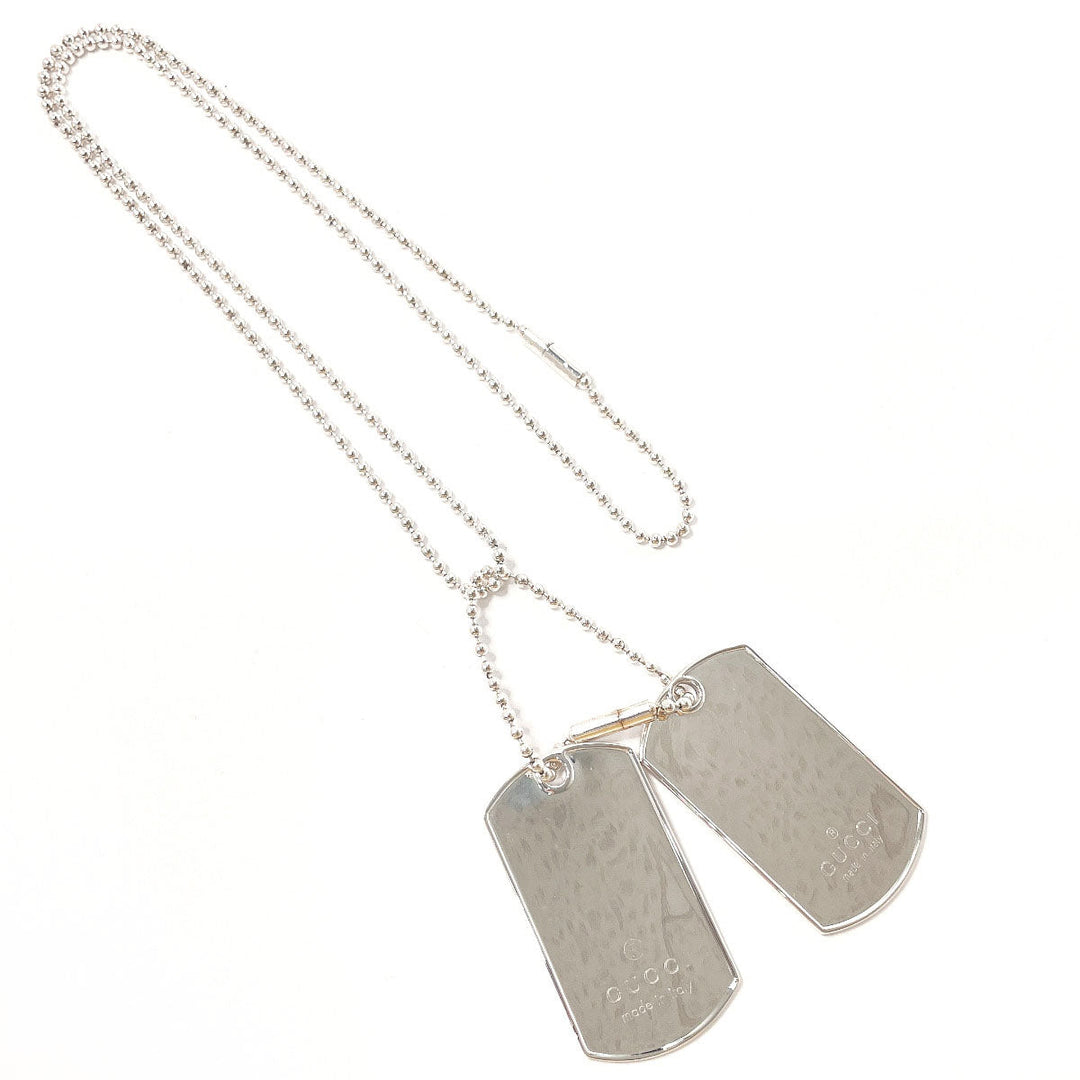 GUCCI Necklace Silver925 Silver Ball chain dog tag double plate