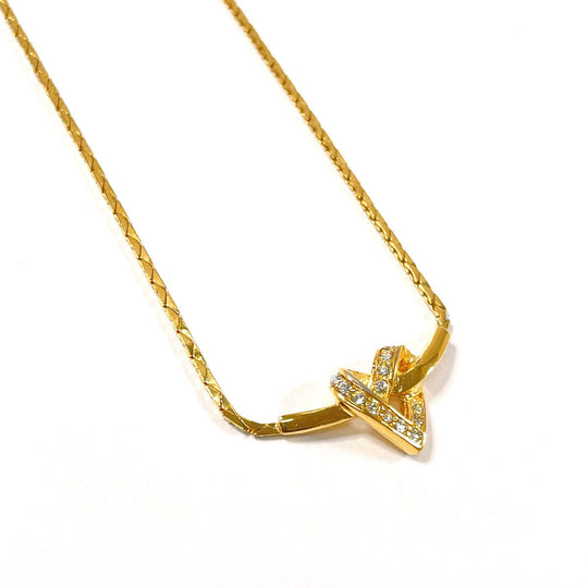 Christian Dior Necklace Metal, Rhinestone gold heart