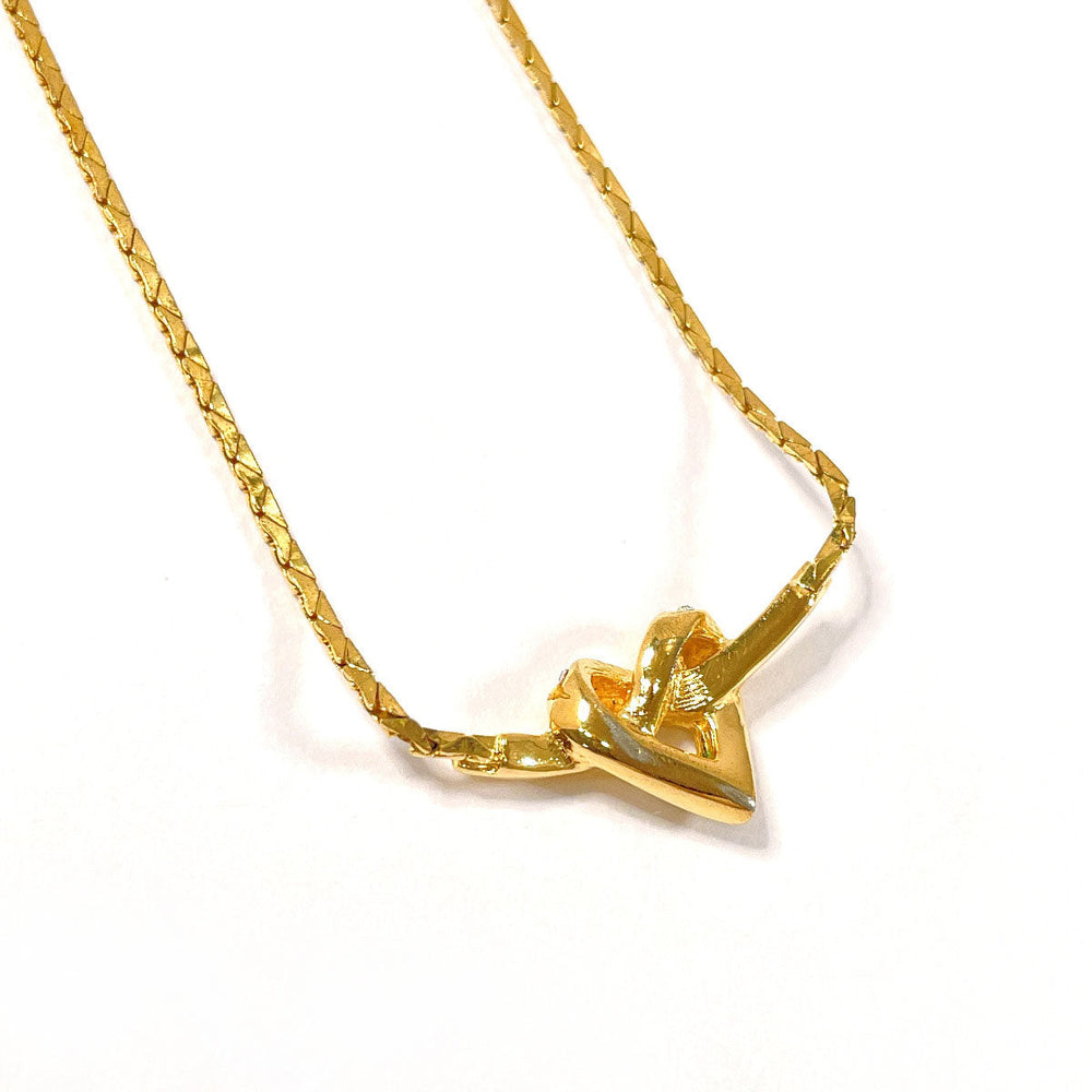 Christian Dior Necklace Metal, Rhinestone gold heart