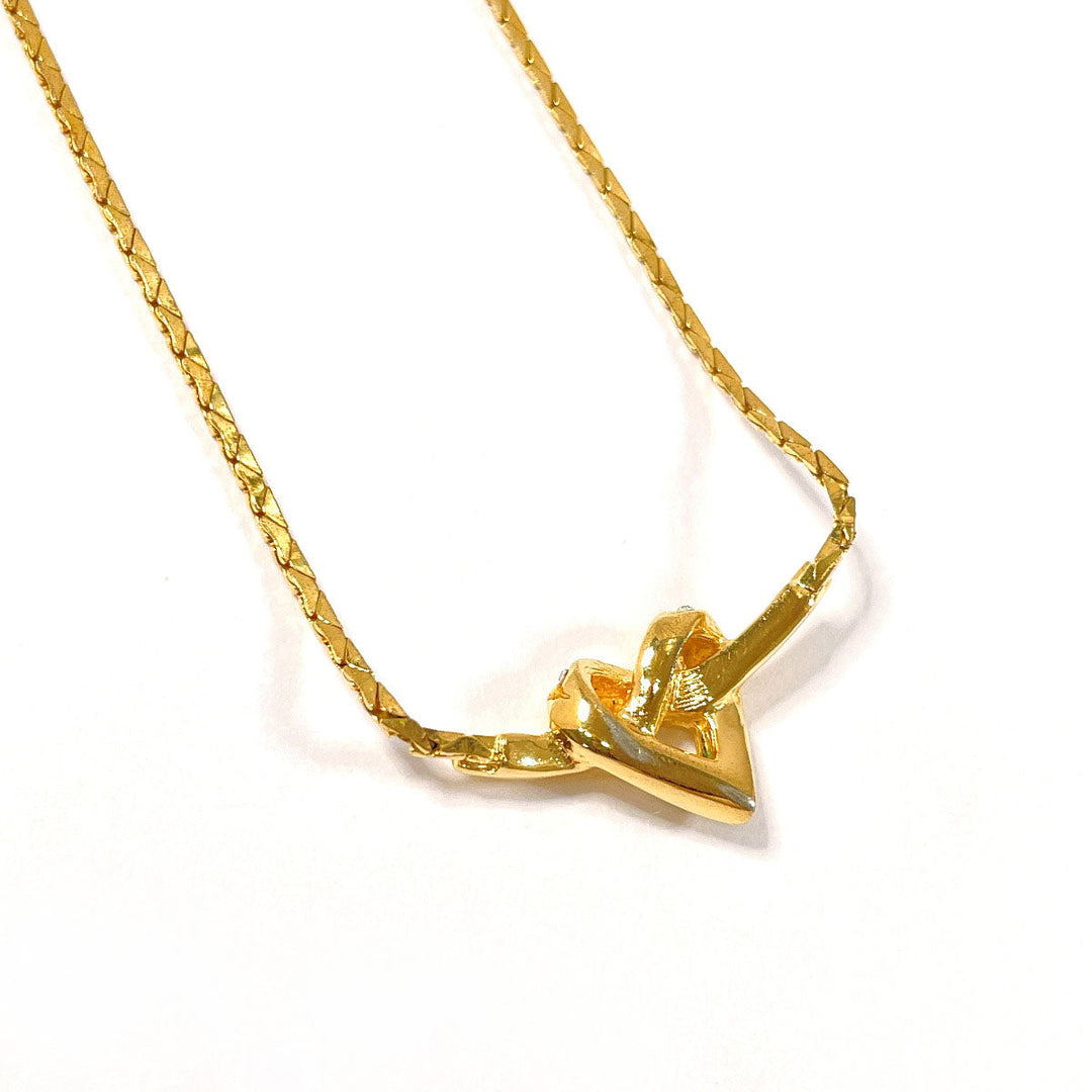Christian Dior Necklace Metal, Rhinestone gold heart
