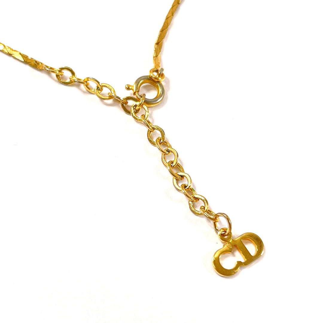 Christian Dior Necklace Metal, Rhinestone gold heart