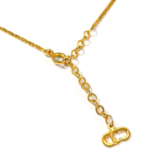 Christian Dior Necklace Metal, Rhinestone gold heart