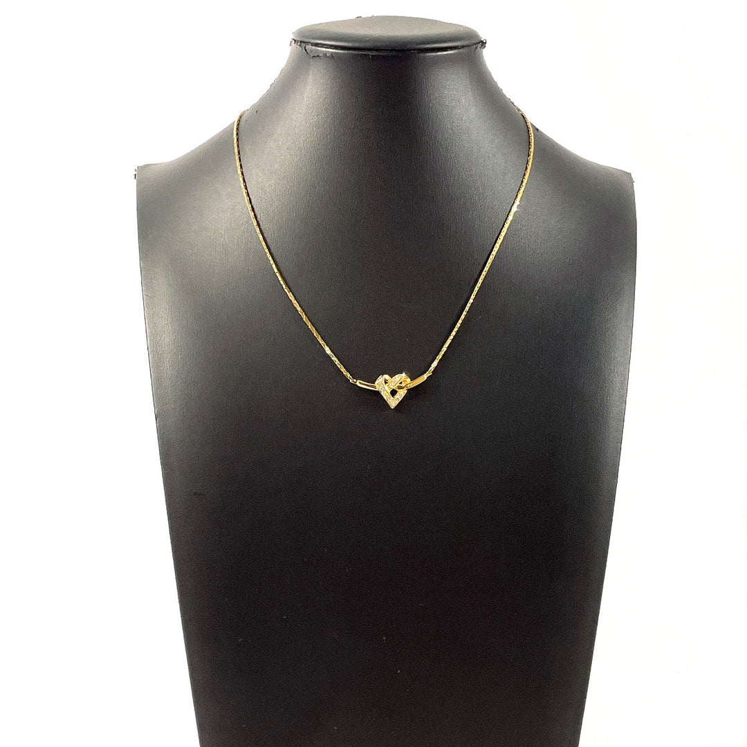 Christian Dior Necklace Metal, Rhinestone gold heart