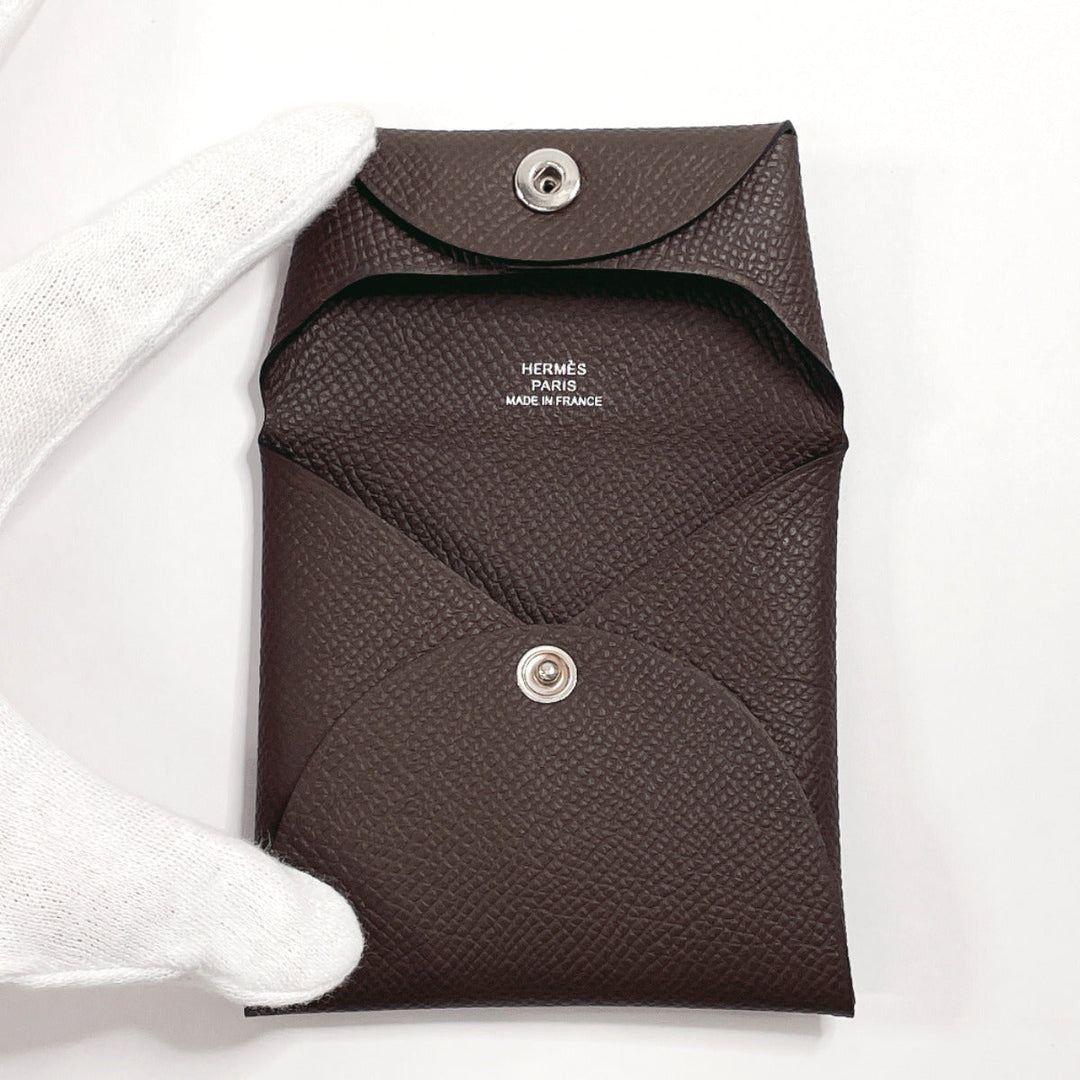 HERMES Coin case Epsom Dark brown Bastia