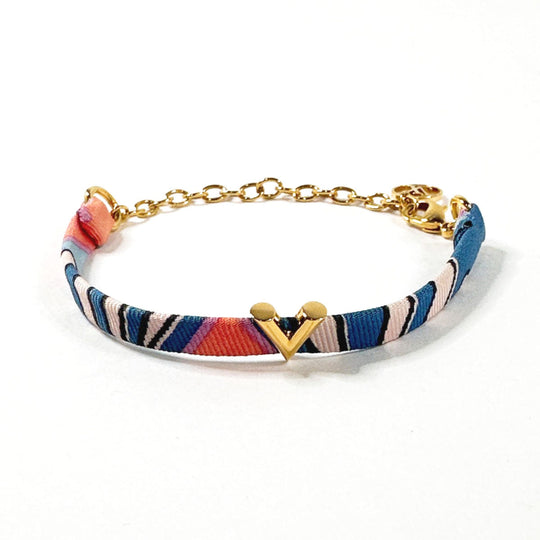LOUIS VUITTON bracelet M68413 Gold Plated, Silk multicolor Bracelet Essential V Be Mindful Women Used Authentic