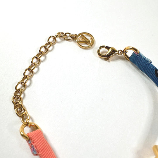 LOUIS VUITTON bracelet M68413 Gold Plated, Silk multicolor Bracelet Essential V Be Mindful Women Used Authentic