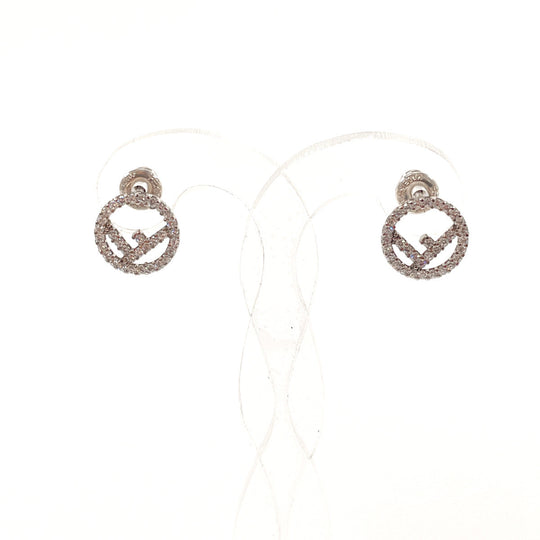 FENDI Pierce 8AG738 Metal, Rhinestone Silver F is Fendi Pierce