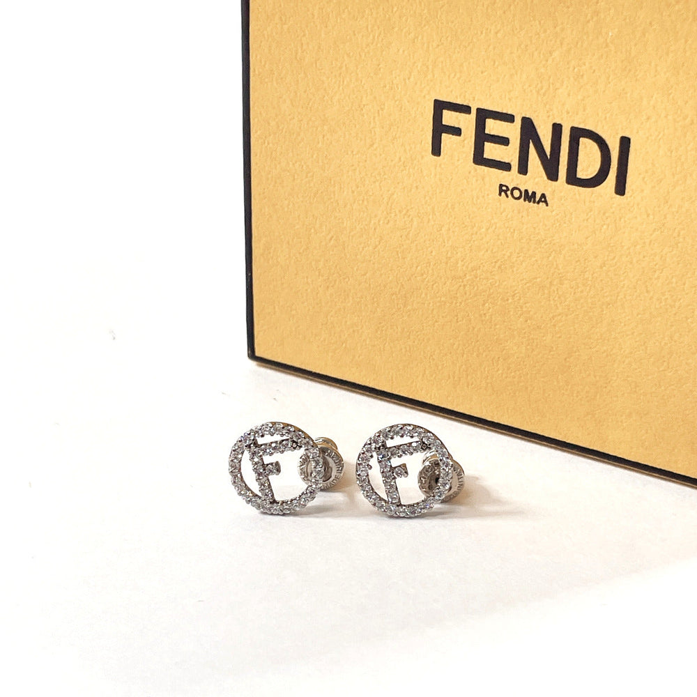 FENDI Pierce 8AG738 Metal, Rhinestone Silver F is Fendi Pierce