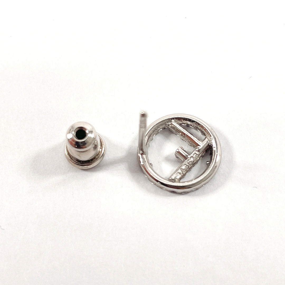 FENDI Pierce 8AG738 Metal, Rhinestone Silver F is Fendi Pierce