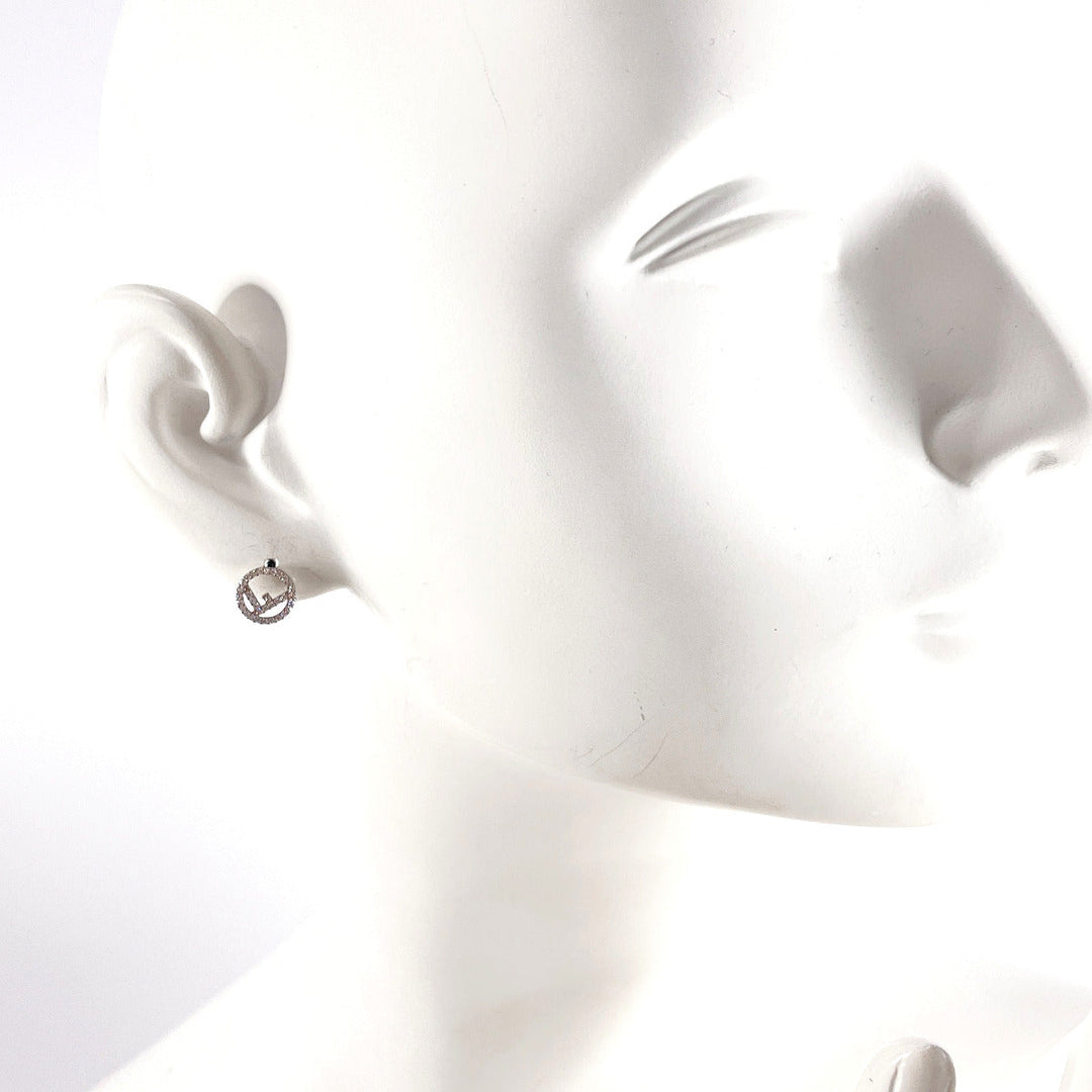 FENDI Pierce 8AG738 Metal, Rhinestone Silver F is Fendi Pierce