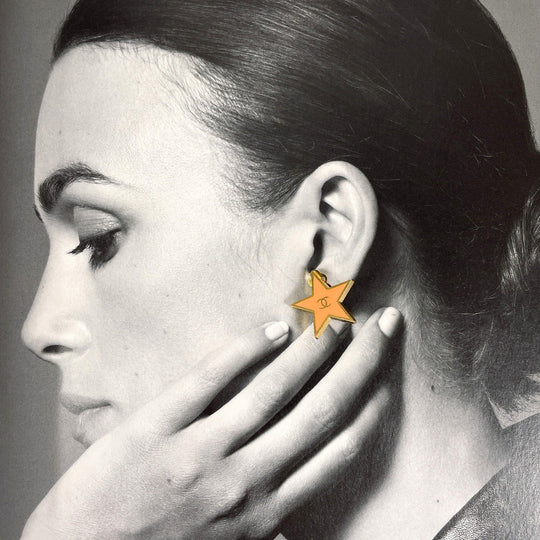 CHANEL Earring Gold Plated gold Star COCO Mark