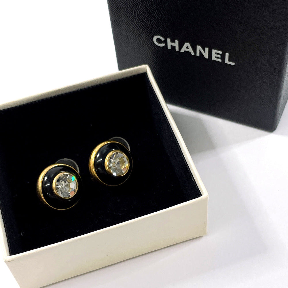 CHANEL Earring Gold Plated, Rhinestone gold vintage
