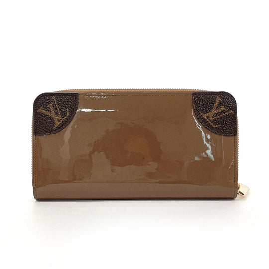 LOUIS VUITTON Long Wallet Purse M67271 Patent Leather, Monogram Canvas Brown Zip Around Zippy Venice