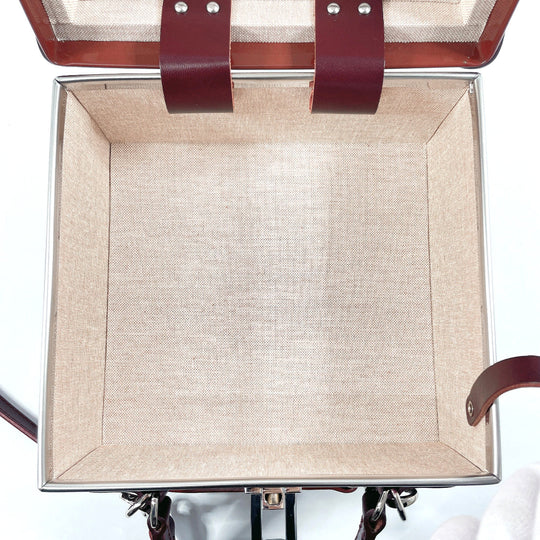 GLOBE TROTTER Handbag Leather, Vulcan Fiber Dark brown London Square Centenary 2WAY Mini Trunk