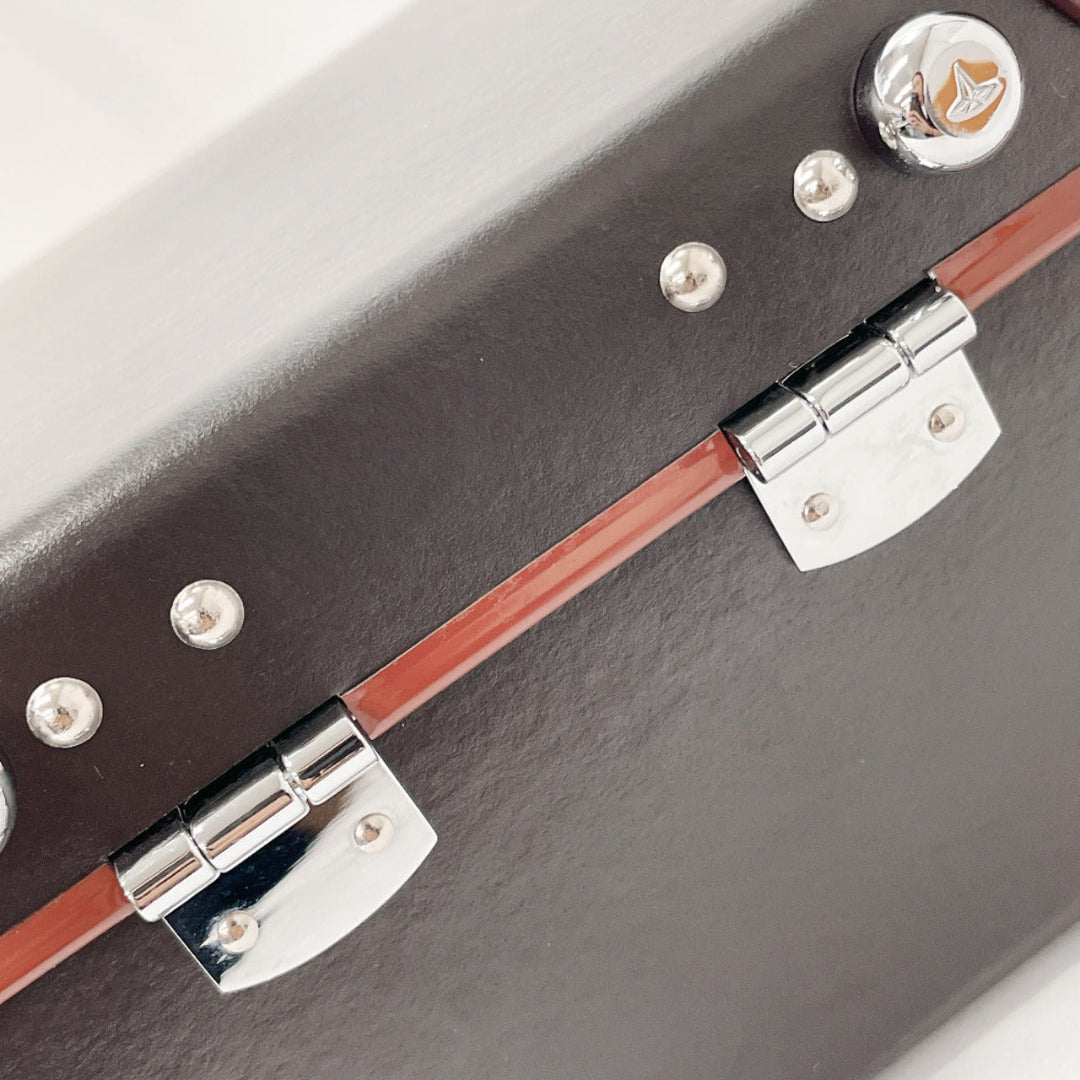 GLOBE TROTTER Handbag Leather, Vulcan Fiber Dark brown London Square Centenary 2WAY Mini Trunk