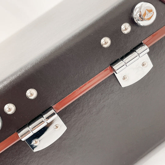 GLOBE TROTTER Handbag Leather, Vulcan Fiber Dark brown London Square Centenary 2WAY Mini Trunk