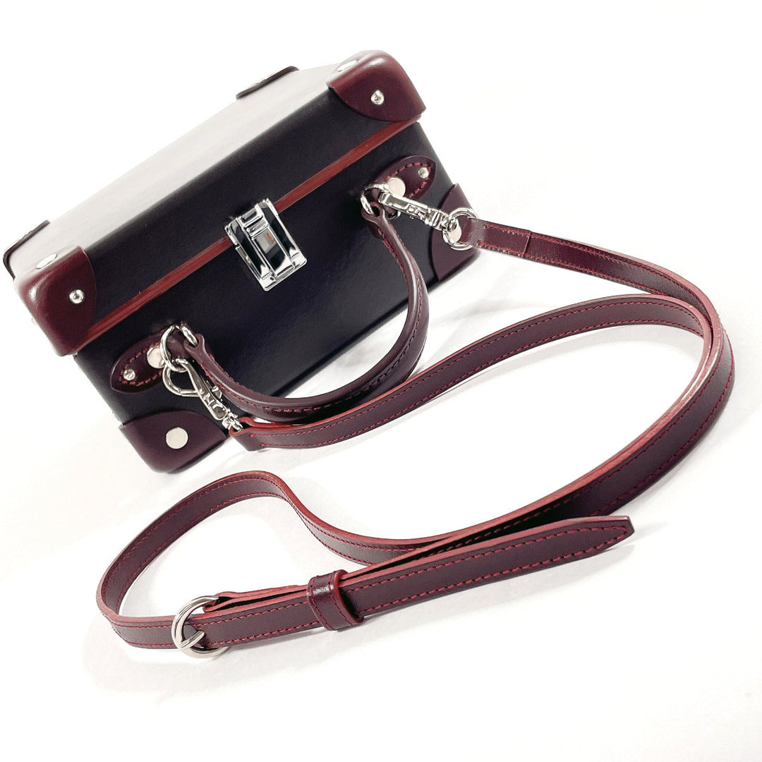 GLOBE TROTTER Handbag Leather, Vulcan Fiber Dark brown London Square Centenary 2WAY Mini Trunk
