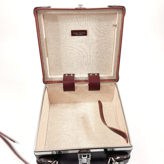 GLOBE TROTTER Handbag Leather, Vulcan Fiber Dark brown London Square Centenary 2WAY Mini Trunk