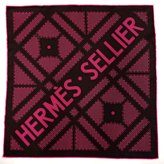 HERMES scarf Silk, 100% silk gray Serie Carre 45 Women Used Authentic