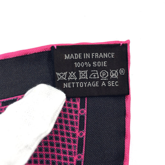 HERMES scarf Silk, 100% silk gray Serie Carre 45 Women Used Authentic