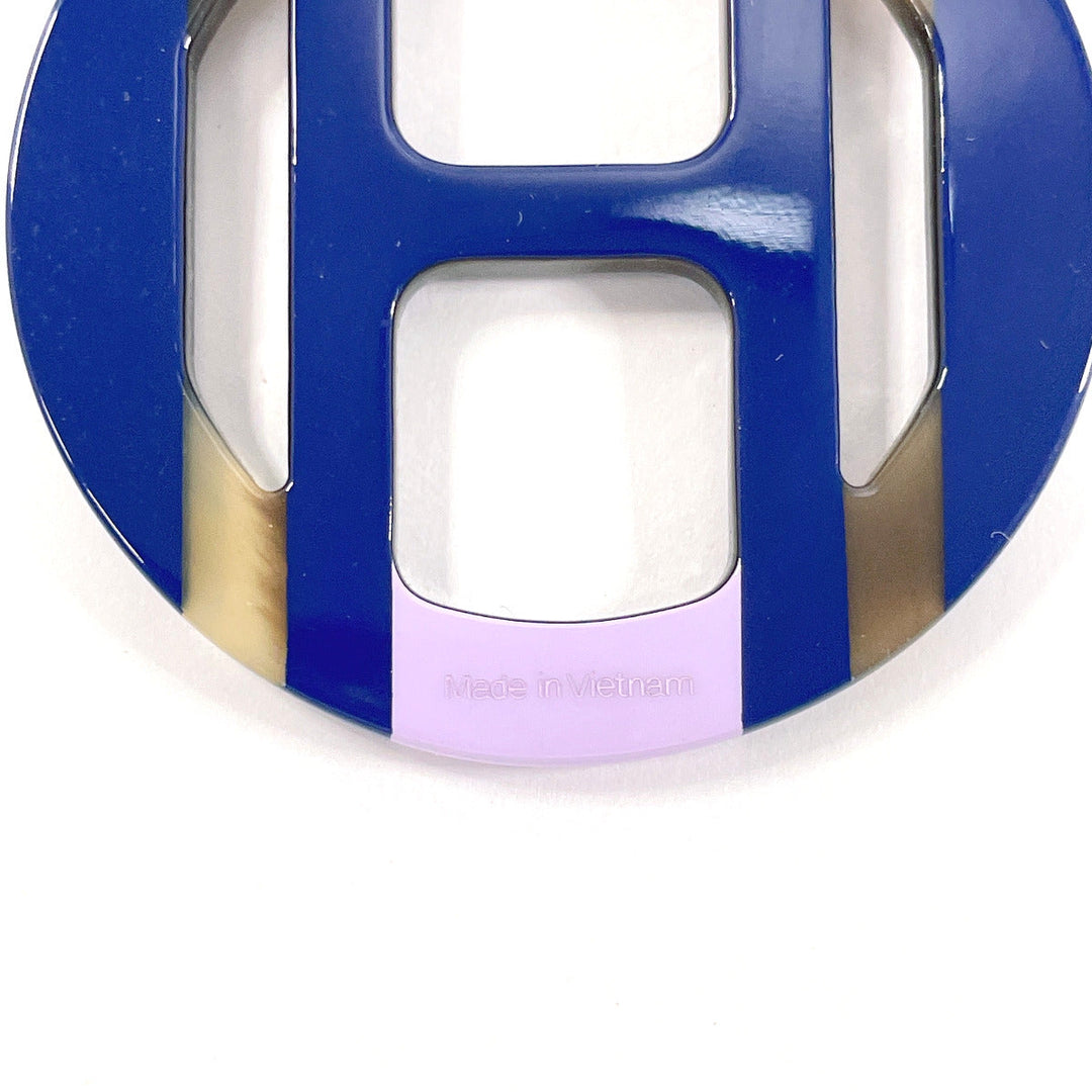 HERMES Pierce Buffalo Horn, Metal Navy H Equip Women Used Authentic