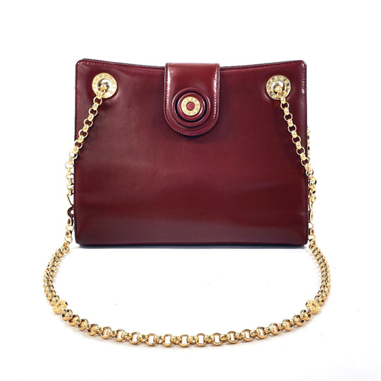 TIFFANY&Co. Shoulder Bag leather Bordeaux Circle logo ChainShoulder