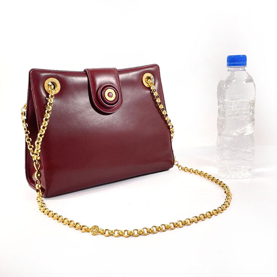TIFFANY&Co. Shoulder Bag leather Bordeaux Circle logo ChainShoulder