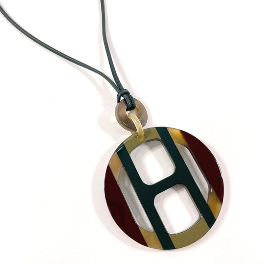HERMES Necklace Buffalo horn green H Equip