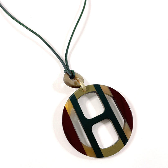 HERMES Necklace Buffalo horn green H Equip