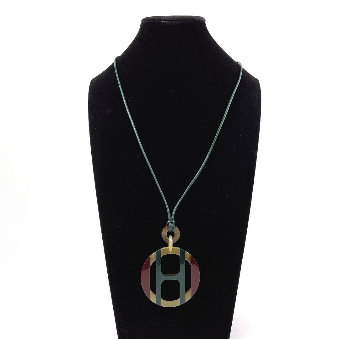 HERMES Necklace Buffalo horn green H Equip