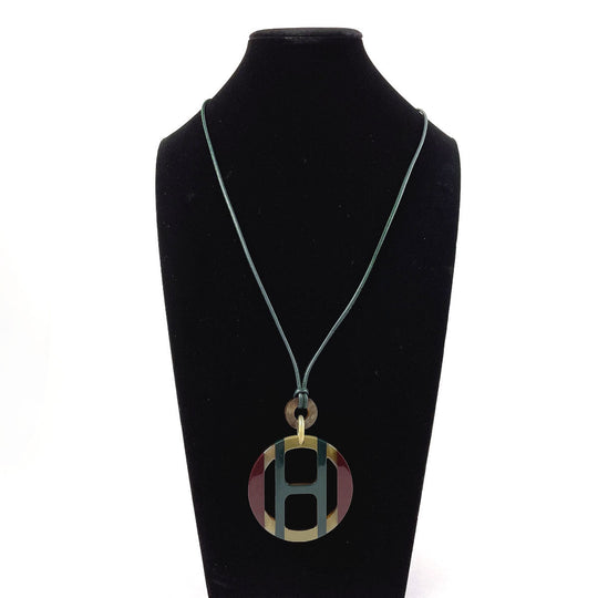 HERMES Necklace Buffalo horn green H Equip