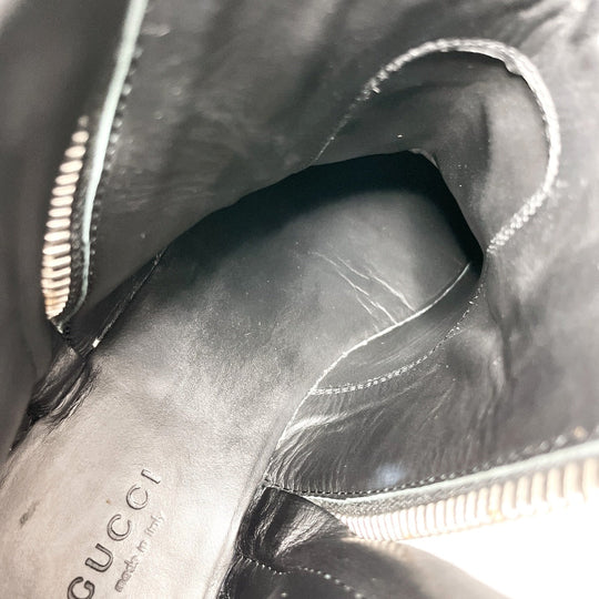 GUCCI boots 388050 Leather, Suede black Micro GG side zip ankle boots 37 1/2
