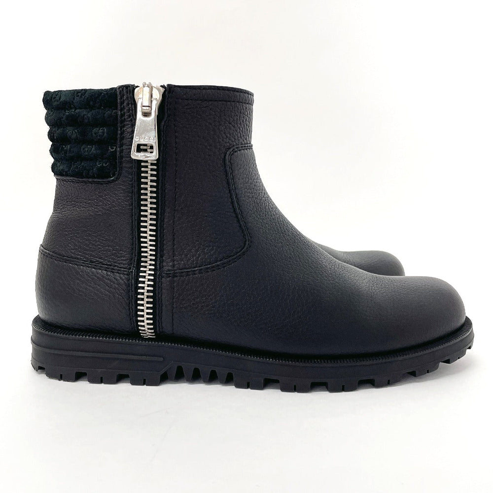 GUCCI boots 388050 Leather, Suede black Micro GG side zip ankle boots 37 1/2